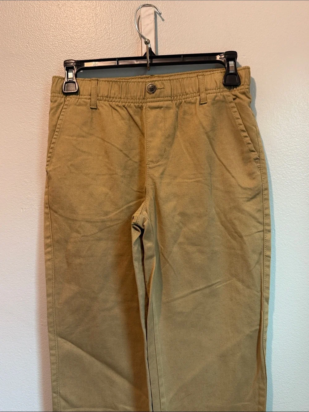The Children's Place 12 Boys Tan Chino Uniform Pants Pull On Elastic Waist